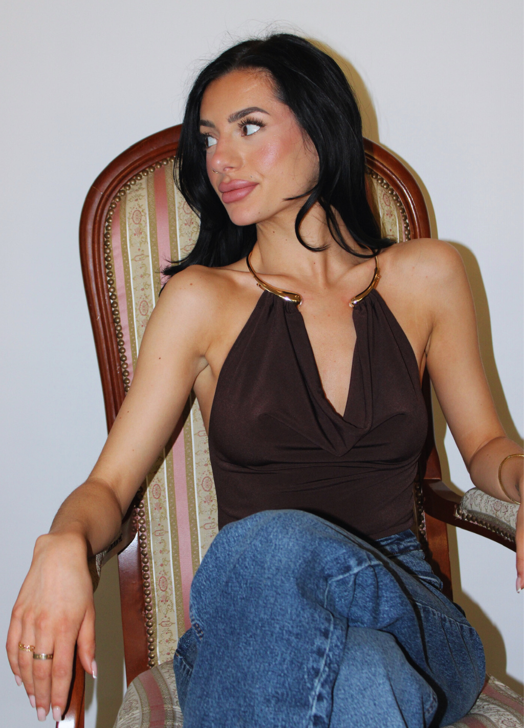 Halterneck Body Braun | DUDAA