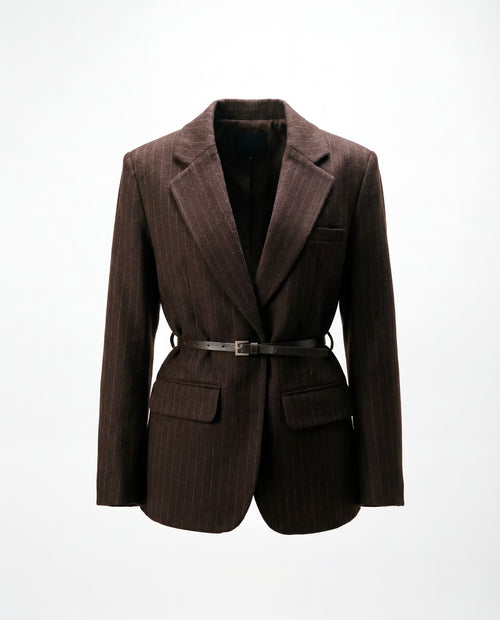 Blazer- Dunkelbraun Pinstripe | DUDAA